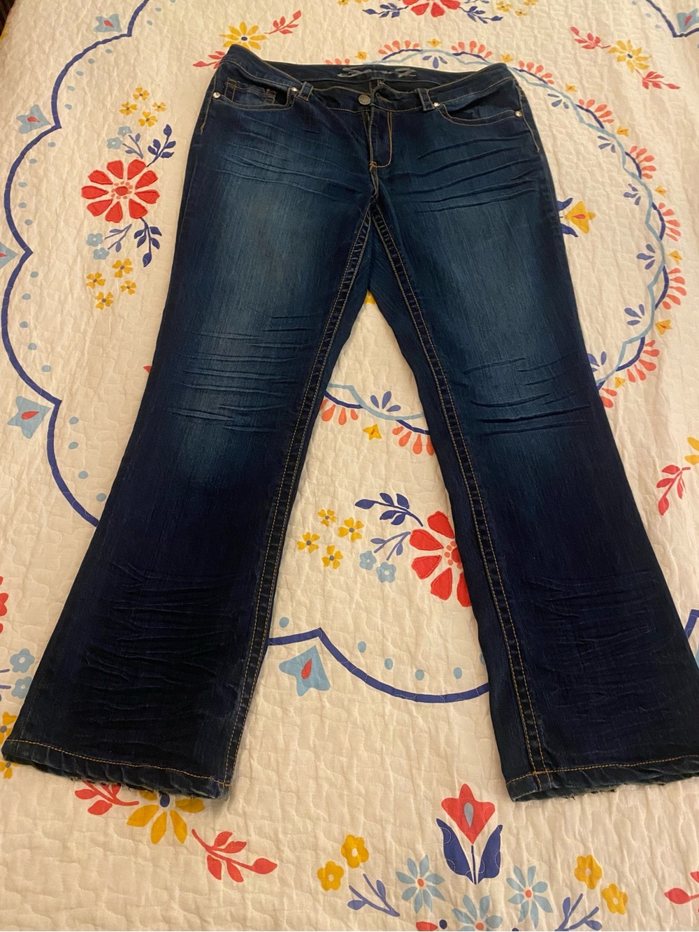 Seven7 Dark Blue Boot Cut Jeans